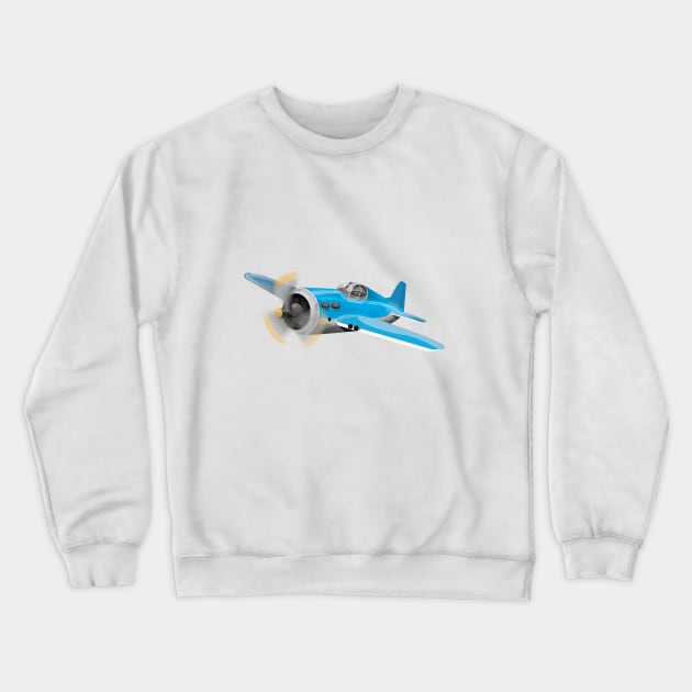 Small Blue fighter aircraft Crewneck Sweatshirt by nickemporium1